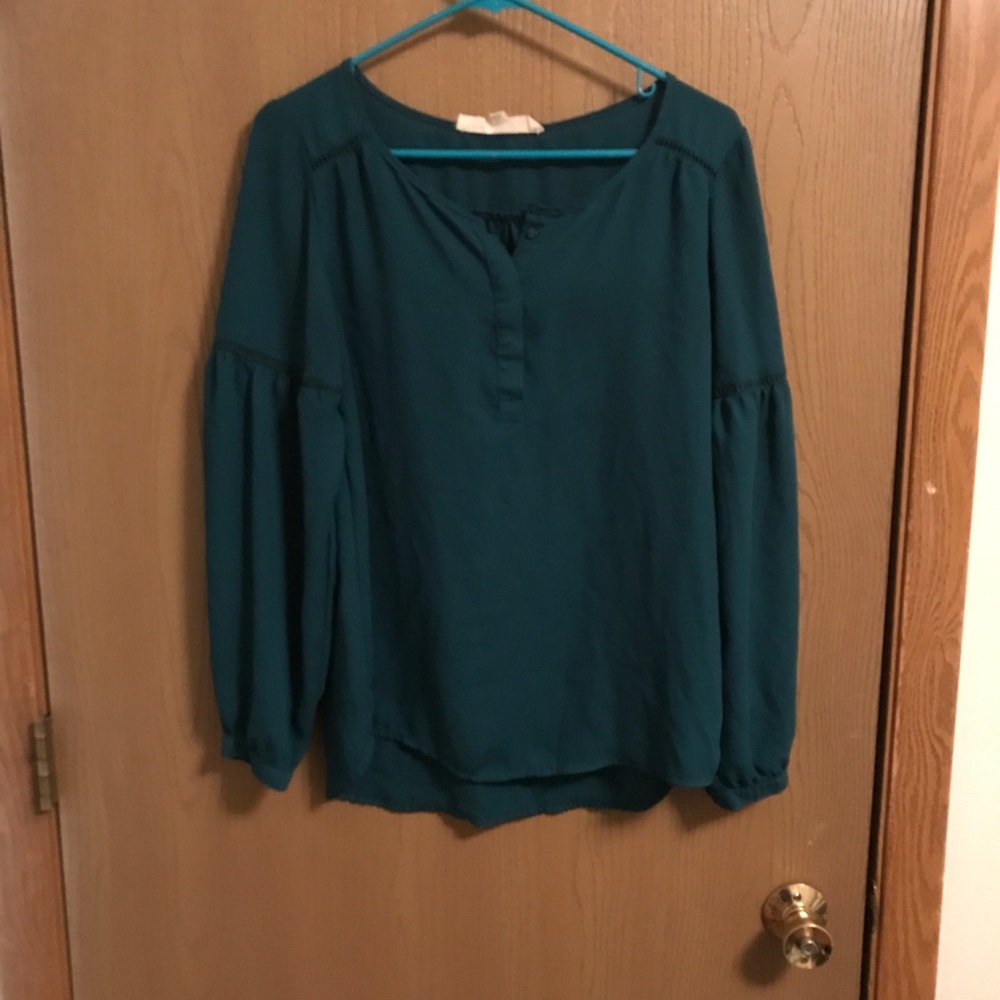 Pink Rose Teal Blouse